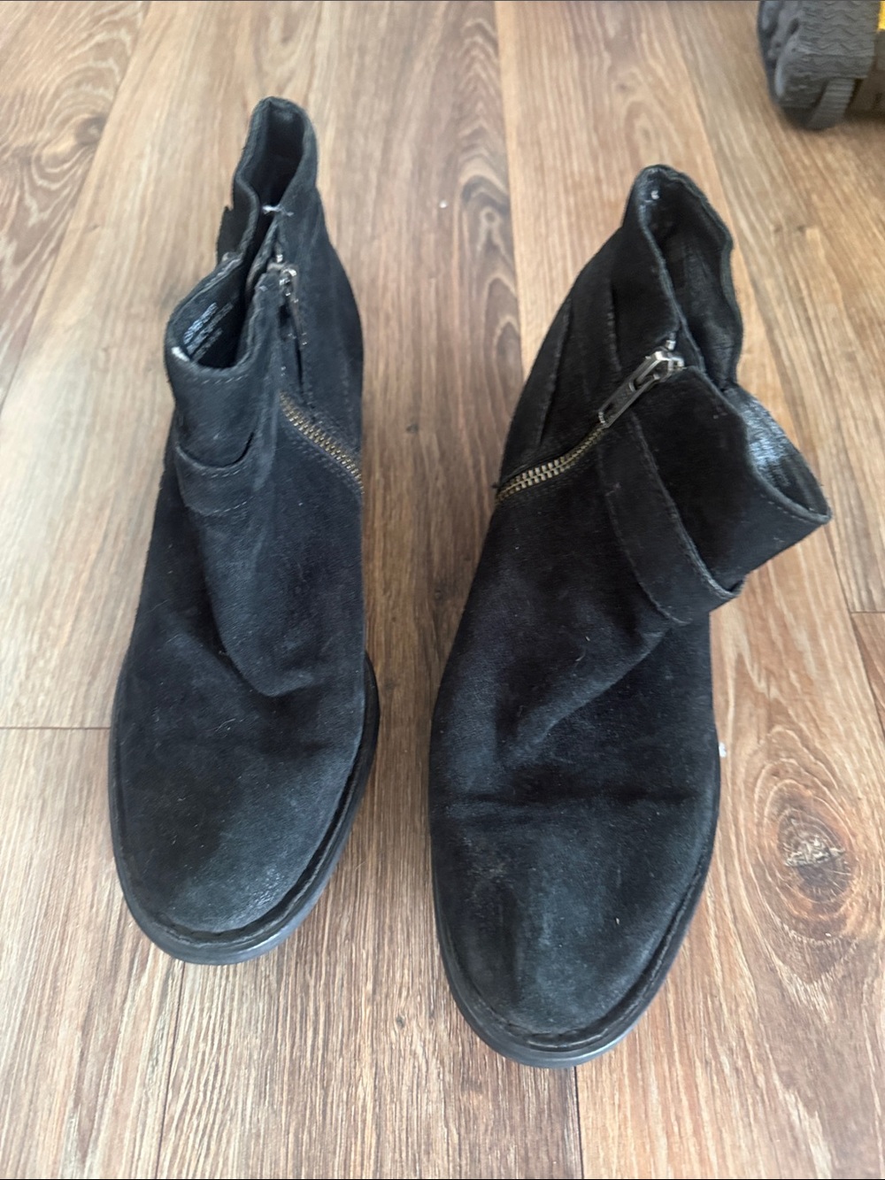 Black Suede Women's Ankle Boots with Side Zip